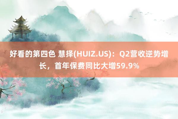 好看的第四色 慧择(HUIZ.US)：Q2营收逆势增长，首年保费同比大增59.9%