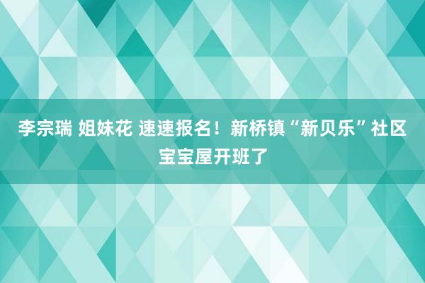 李宗瑞 姐妹花 速速报名！新桥镇“新贝乐”社区宝宝屋开班了