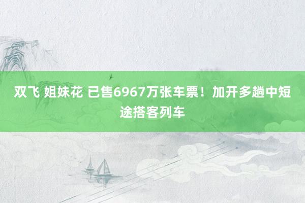 双飞 姐妹花 已售6967万张车票！加开多趟中短途搭客列车