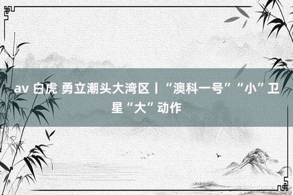 av 白虎 勇立潮头大湾区丨“澳科一号”“小”卫星“大”动作