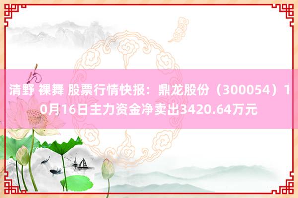 清野 裸舞 股票行情快报：鼎龙股份（300054）10月16日主力资金净卖出3420.64万元