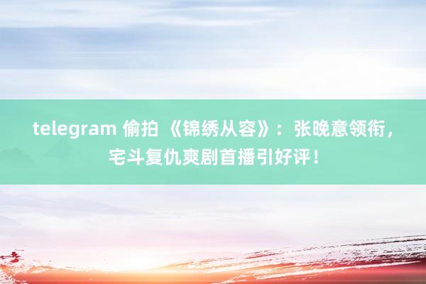 telegram 偷拍 《锦绣从容》：张晚意领衔，宅斗复仇爽剧首播引好评！