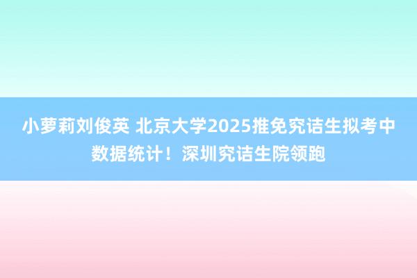 小萝莉刘俊英 北京大学2025推免究诘生拟考中数据统计！深圳究诘生院领跑