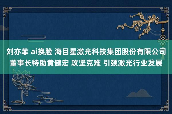 刘亦菲 ai换脸 海目星激光科技集团股份有限公司董事长特助黄健宏 攻坚克难 引颈激光行业发展