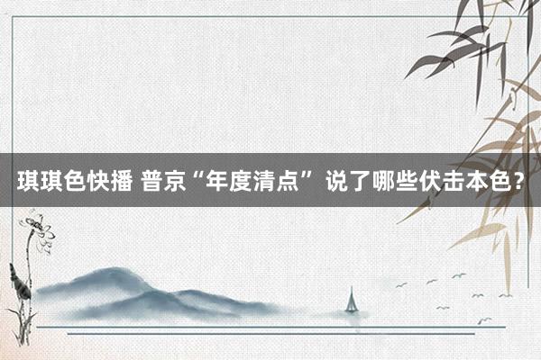 琪琪色快播 普京“年度清点” 说了哪些伏击本色？