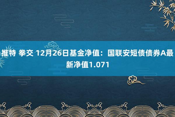 推特 拳交 12月26日基金净值：国联安短债债券A最新净值1.071