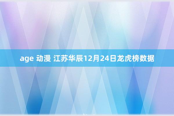 age 动漫 江苏华辰12月24日龙虎榜数据