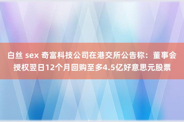 白丝 sex 奇富科技公司在港交所公告称：董事会授权翌日12个月回购至多4.5亿好意思元股票