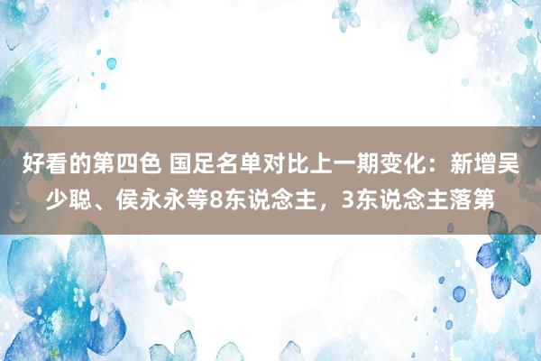 好看的第四色 国足名单对比上一期变化：新增吴少聪、侯永永等8东说念主，3东说念主落第