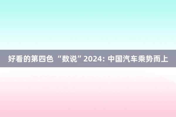 好看的第四色 “数说”2024: 中国汽车乘势而上