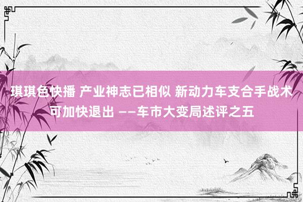 琪琪色快播 产业神志已相似 新动力车支合手战术可加快退出 ——车市大变局述评之五