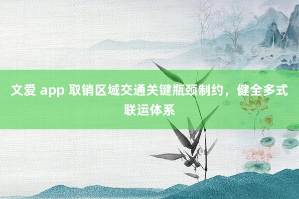 文爱 app 取销区域交通关键瓶颈制约，健全多式联运体系