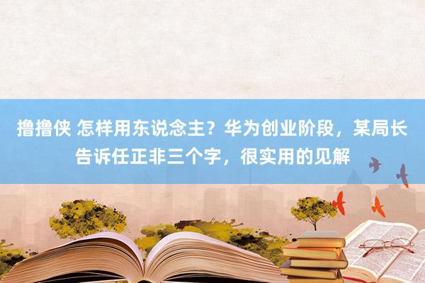 撸撸侠 怎样用东说念主？华为创业阶段，某局长告诉任正非三个字，很实用的见解