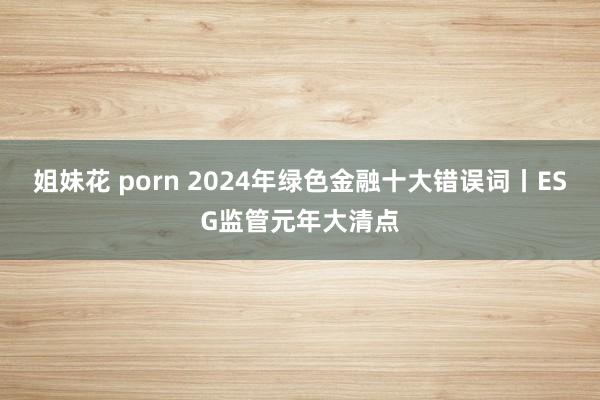 姐妹花 porn 2024年绿色金融十大错误词丨ESG监管元年大清点